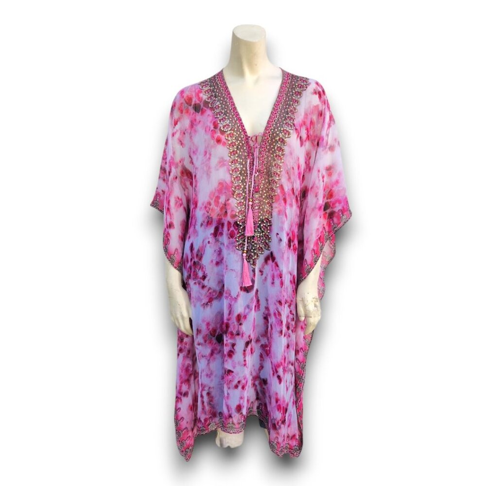 Peace Lotta Stensson Pink Tie Dye Kaftan Coverup